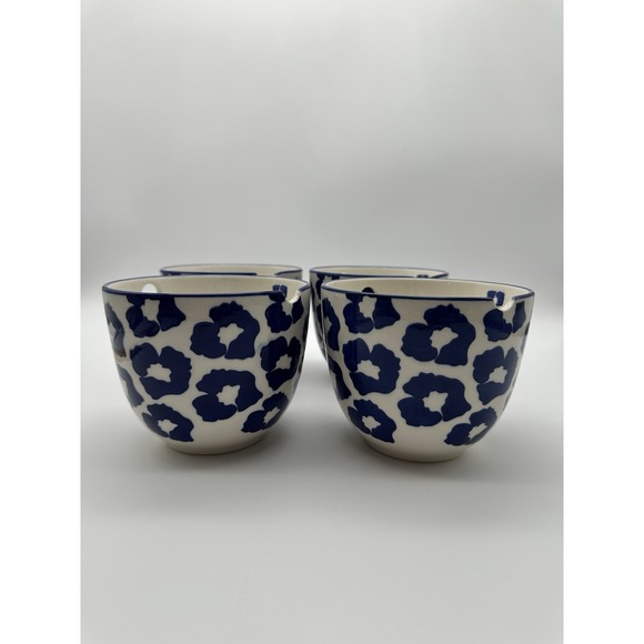 CROFTON 21 oz Noodle Bowls - Blue & White  Flower Design Set 4 - Picture 5 of 8